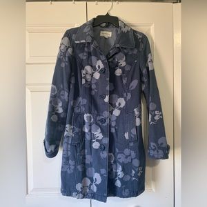 MERONA. Long navy jacket with flower pattern. Women’s Medium